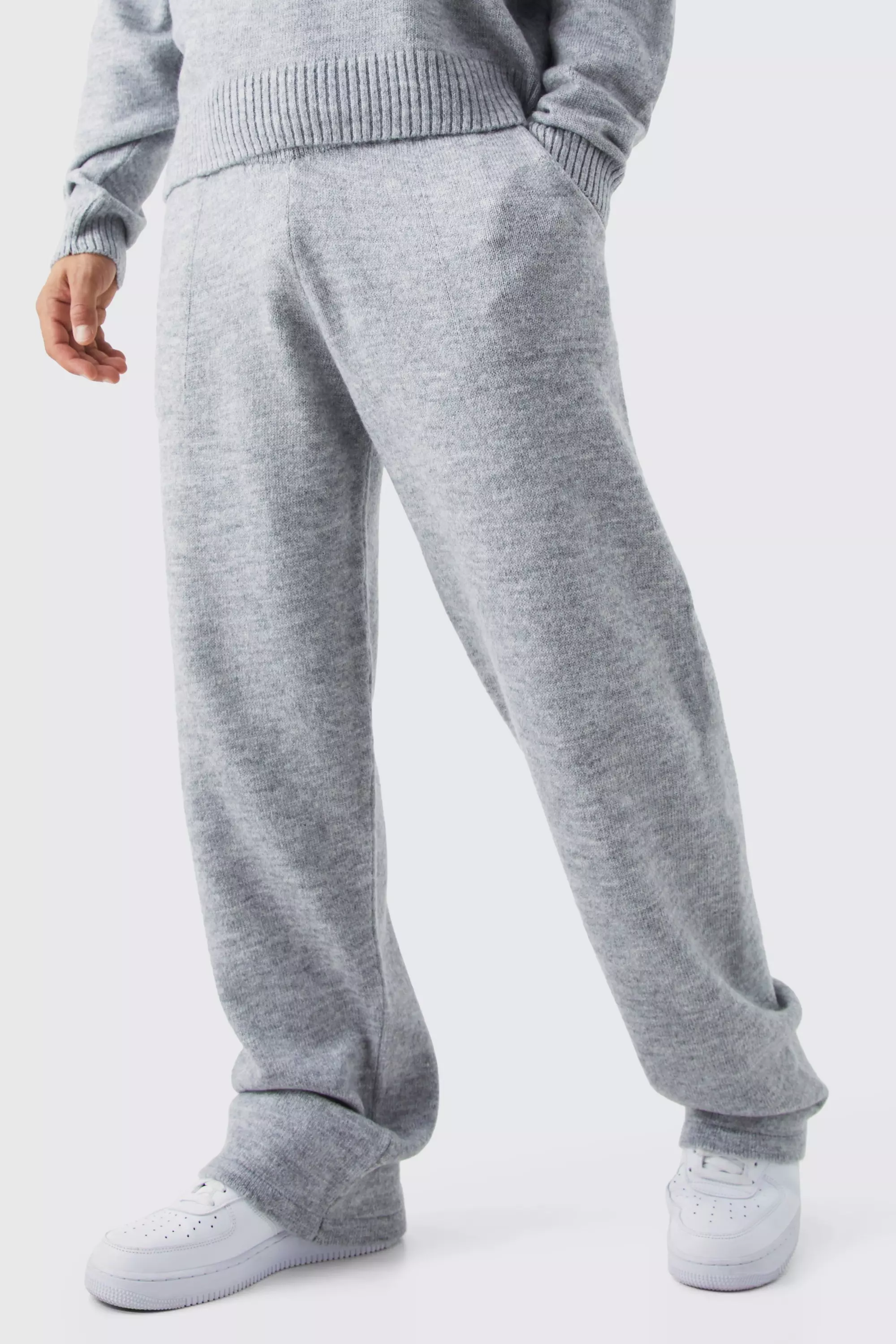 Relaxed Fit Wide Leg Knitted Joggers boohooMAN UK